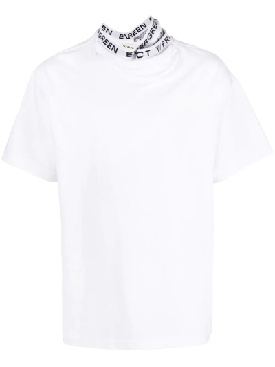 Y/project Asymmetric Logo-neck T-shirt In White