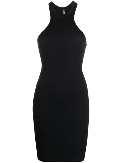 Andreädamo Ribbed Jersey Cut Out Mini Dress In Black