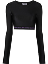 Versace Jeans Couture Logo Hem Cropped Jumper In Black