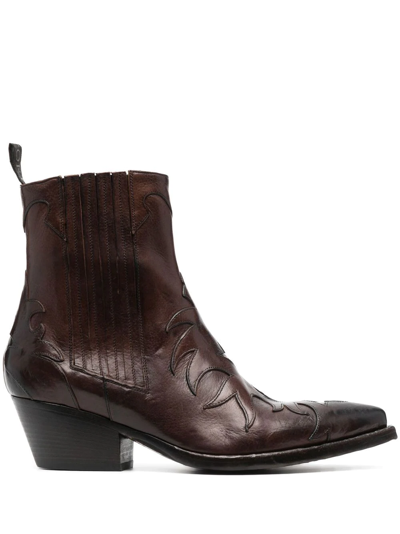 Sartore Leather Ankle Boots In Brown