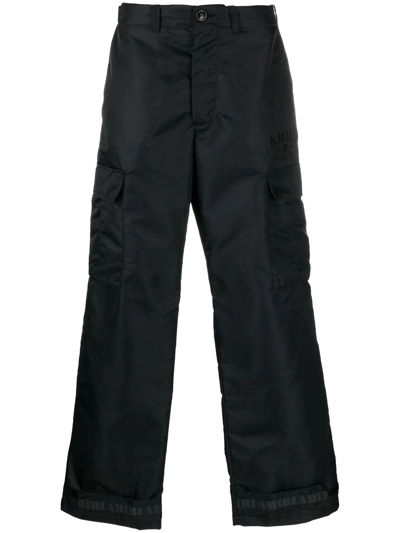 Amiri Wide-leg Cargo Trousers In Black