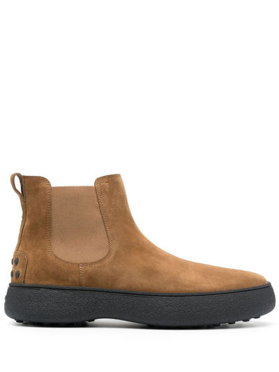Tod's W.g. Suede Chelsea Boots In Bronzo Medio