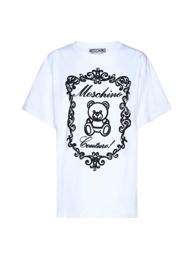Moschino Oversized T-shirt With Teddy Bear Embroidery In White