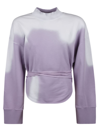 Attico Half Neck Sweatshirt With Knotted Ribbons In Purple