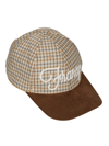 Golden Goose Journey Baseball Hat Check And Alcantara Suede In Steel Grey/multicolor