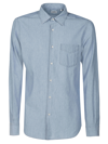 Aspesi Garment Dyed Linen Classic Shirt In Denim