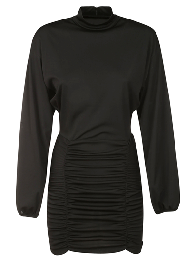 Dondup Rear Zipped Wrap Short Dress In Black