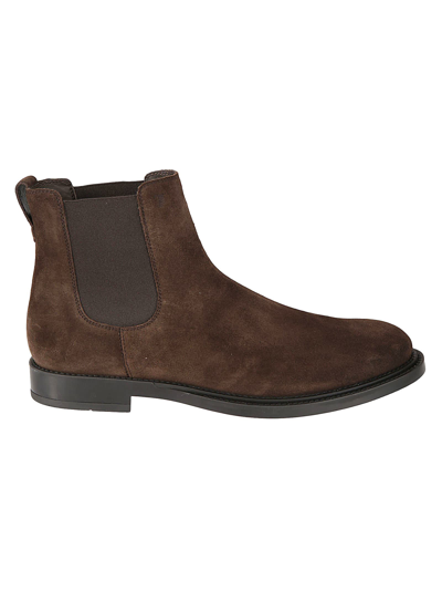 Tod's Elastic Sided Ankle Boots In Dark Brown
