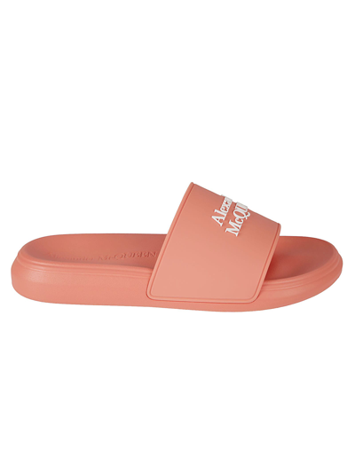 Alexander Mcqueen Womens Peep-toe Footbed Slide Sandals In Pink