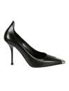 Alexander Mcqueen Black Leather And Silver Punk Pumps In Black/silver