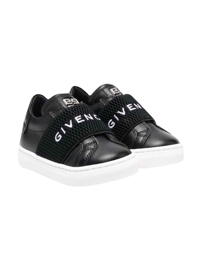 Givenchy Kids' Logo-strap Slip-on Sneakers In Nero