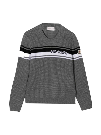 Moncler Kids' Branded Knit Sweater Gray In Grey