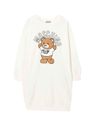 Moschino Kids' Teddy Bear Girl Sweatshirt Dress With Print In White