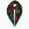 Dolce & Gabbana Rose-print Contrast-border Scarf In Red