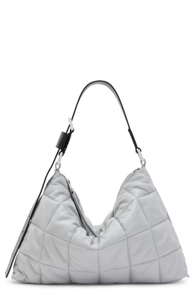 Allsaints Edbury Quilted Leather Shoulder Bag In Cement Grey