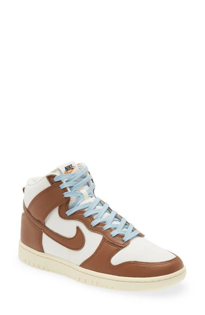 Nike Dunk Hi Retro Premium Sneaker In Pecan/sail/worn Blue/off Noir