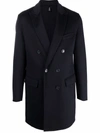 Paltò Fitted Double-breasted Coat In Blue