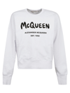 Alexander Mcqueen Man White Mcqueen Graffiti Oversize Sweatshirt In White/black