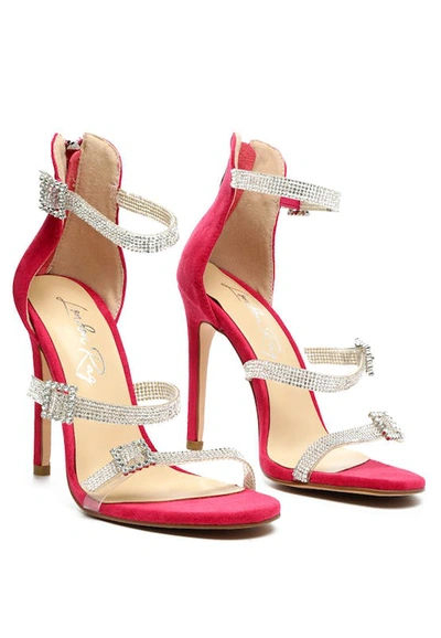 London Rag Ines Bling Strap High Heel Sandals In Red