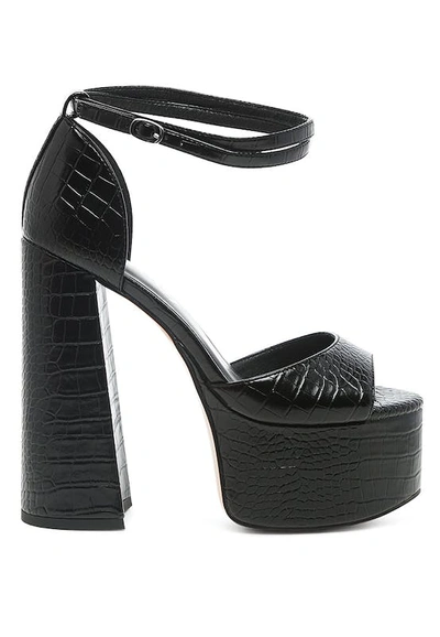 London Rag Alice Croc Platform Heeled Sandals In Black