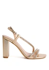 London Rag Raisins Pie Embellished Block Heel Sandals In Gold