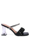 London Rag Date Look Clear Heel Rhinestone Sandals In Black