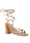London Rag Piri Toe Ring Tie Up Block Sandals In Nude