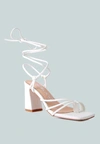 London Rag Piri Toe Ring Tie Up Block Sandals In White