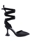 London Rag Fonda Mid Heel Tie Up Satin Sandals In Black