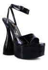 London Rag Drop Dead Patent Croc Ultra High Platform Sandals In Black