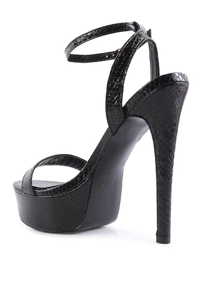 London Rag Sweetheart Croc Platform High Heeled Sandals In Black