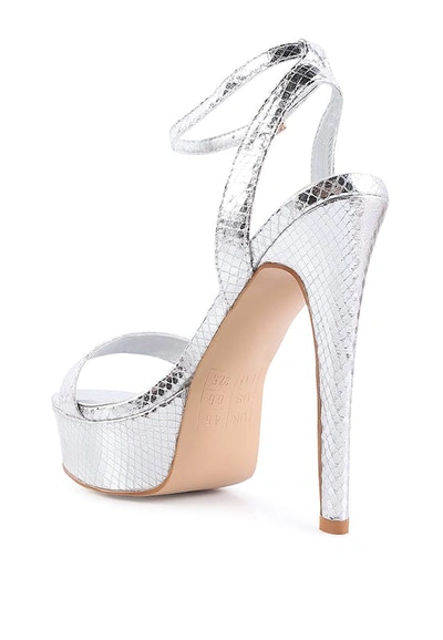 London Rag Sweetheart Croc Platform High Heeled Sandals In Silver