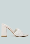 London Rag Lust Look Braided Satin Block Sandals In Off White