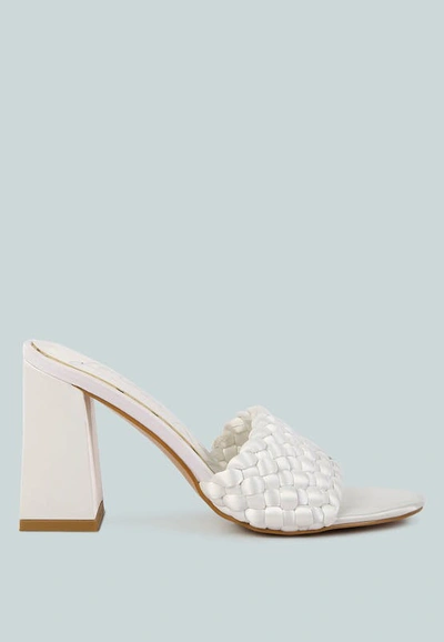 London Rag Lust Look Braided Satin Block Sandals In White