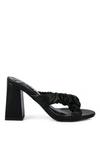 London Rag Page 3 Scrunchie Strap Block Sandals In Black