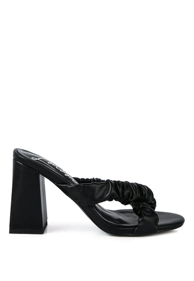 London Rag Page 3 Scrunchie Strap Block Sandals In Black