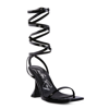 London Rag Lewk Strappy Tie Up Spool Heel Sandals In Black