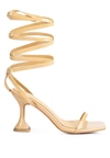 London Rag Lewk Strappy Tie Up Spool Heel Sandals In Beige