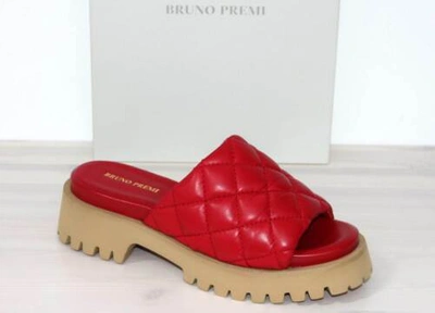 Pre-owned Bruno Premi Leder Sandalette Plateau Sandale Slipper Pantolette Gesteppt - Neu