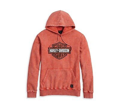 Pre-owned Harley-davidson Westcoast Bar & Shield Hoodie Gr. L Vintage Orange Sweatshirt