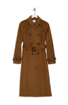 Cole Haan Signature Slick Belted Double Breasted Trench Coat In Tobacco
