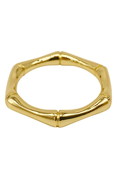 Adornia 14k Gold Plated Bamboo-shaped Band Ring In Yellow