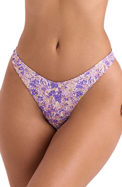 House Of Cb Ruched Bikini Bottoms In Violet Floral