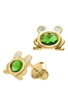 MIGNONETTE MIGNONETTE 14K GOLD & CUBIC ZIRCONIA FROG EARRINGS