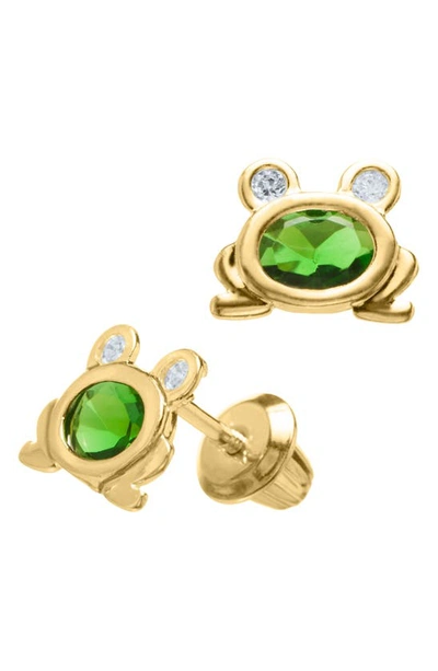 Mignonette Babies' 14k Gold & Cubic Zirconia Frog Earrings