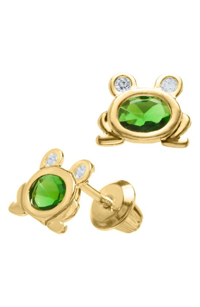 Mignonette Babies'  14k Gold & Cubic Zirconia Frog Earrings