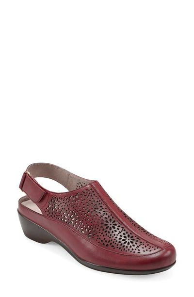 Easy Spirit Women's Dawn Slingback Block Heel Casual Clogs Women's Shoes In Dark Red Leather