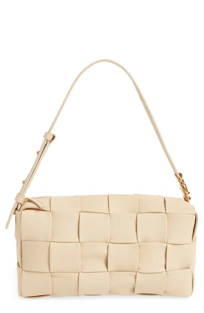 Bottega Veneta Cassette Intrecciato Leather Shoulder Bag In Beige