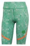 Adidas By Stella Mccartney True Purpose Training Bike Shorts In Green/ Clear Onix