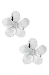 Mignonette Sterling Silver Flower Stud Earrings In Silver